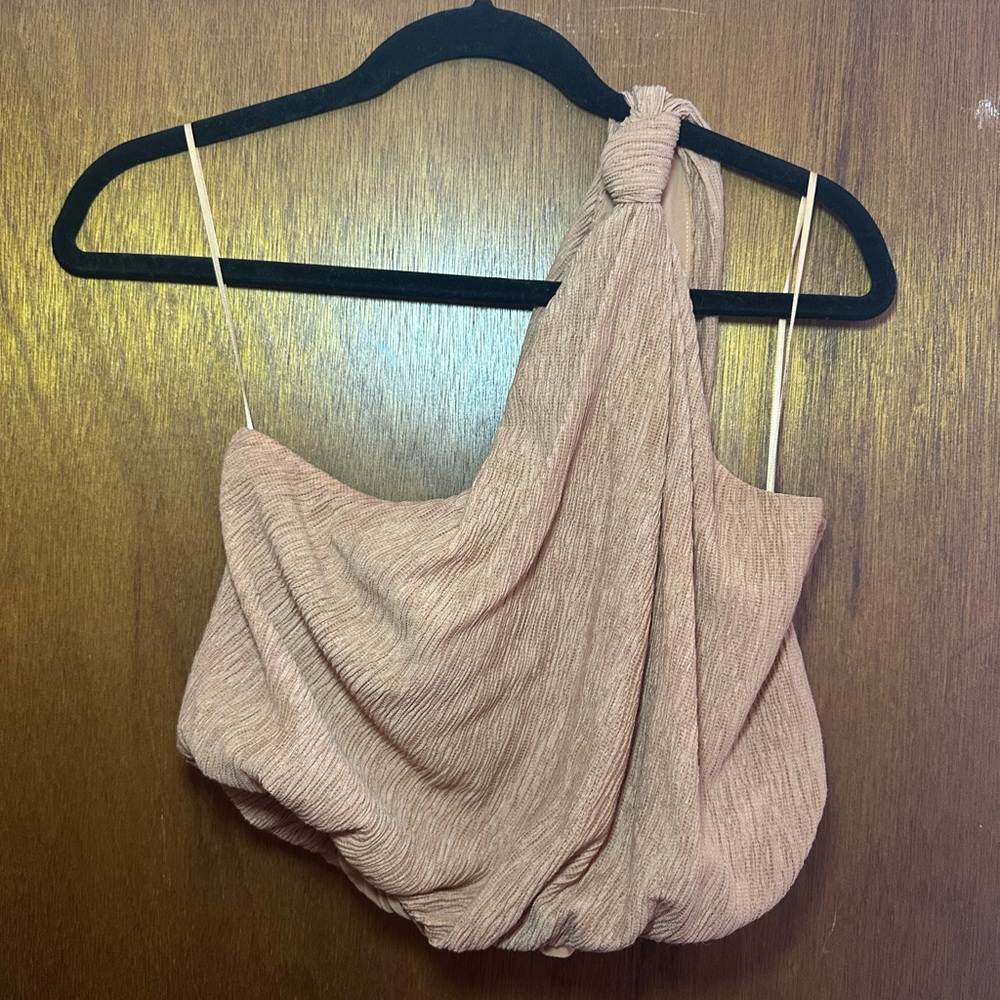 A&F Abercrombie One Shoulder Top, Tan, Small